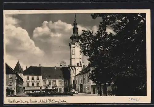 AK Radkersburg, Parite auf dem platz mit Rathaus und Rathausturm