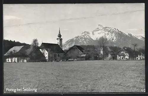 AK Salzburg-Morzg, Teilansicht mit Kirche