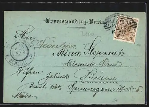 Mondschein-AK St. Pölten, Rathausplatz mit Franziskanerkirche