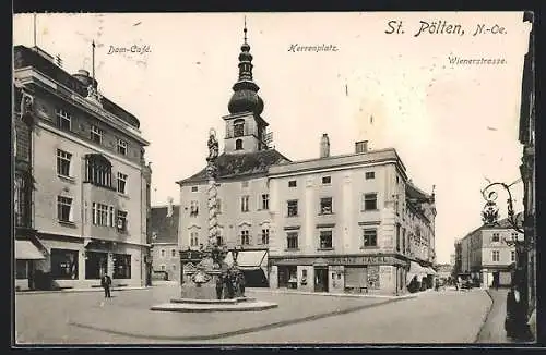 AK St. Pölten, Wienerstrasse mit Herrenplatz und Dom-Café