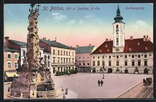 AK St. Pölten /N.-Oe., Rathausplatz