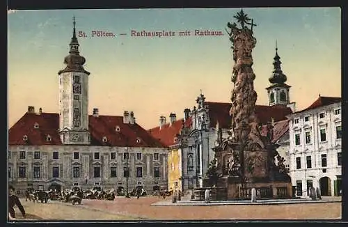 AK St. Pölten, Rathausplatz mit Rathaus