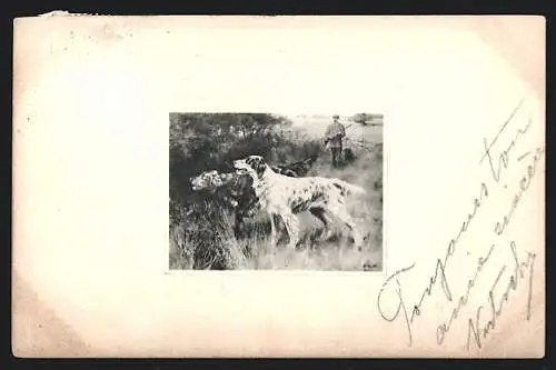 Künstler-AK M. Munk Nr. 267: Hunde nehmen Witterung auf