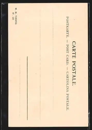 Künstler-AK M.Munk Nr.: 139, Mutter im roten Kleid spielt mit Babyrassel