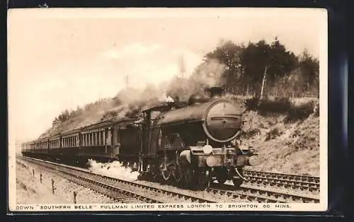 AK Down Southern Belle Pullman Limited Express London to Brighton, englische Eisenbahn