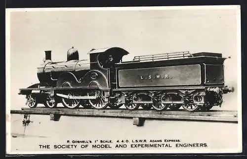 AK The Society of Model and Experimental Engineers, R. Gosnell`s 1 Scale L.S.W.R. Adams Express, Modelleisenbahn