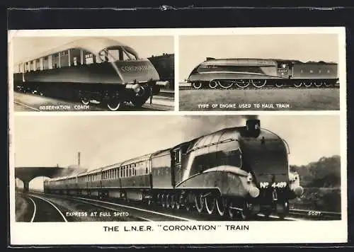 AK englische Eisenbahnen: Observation Coach Coronation, Type of Engine used to Haul Train Lok-Nr. 4489