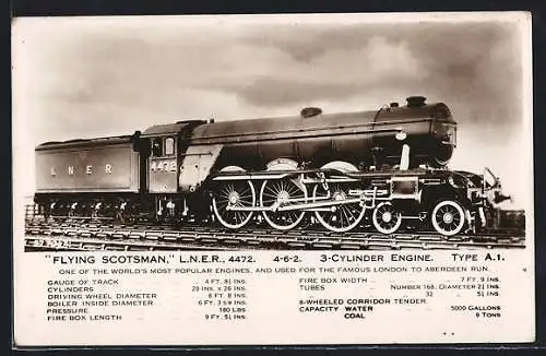 AK Brittische Eisenbahn Flying Scotsman - 4472 mit Tender
