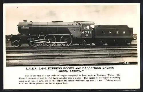 AK L. N. E. R. 2-6-2 Express Goods and Passenger Engine Green Arrow, englische Eisenbahn