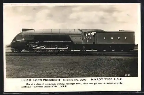 AK L. N. E. R. Lord President Engine No. 2003 Mikado Type 2-8-2, englische Eisenbahn