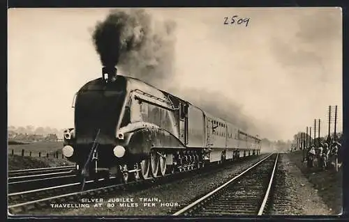 AK L. N. E. R. Silver Jubilee Train, Travelling at 80 Miles per Hour, englische Eisenbahn