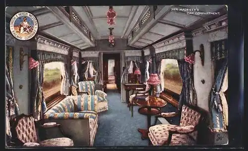 AK Her Majesty`s Day Compartment, London & North Western Railway Comp., englische Eisenbahn