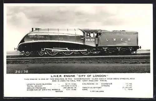 AK City of London L. N. E. R. Engine, englische Eisenbahn