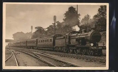 AK Down Continental Boat Express passing Bickley, Engine 4-4-0, No. 163, englische Eisenbahn
