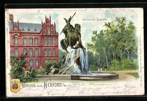 Lithographie Herford i. W., Wittekind-Denkmal