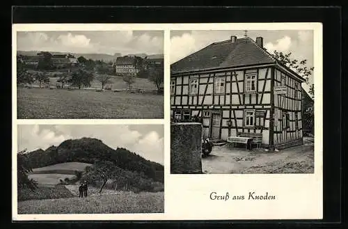 AK Knoden, Gasthaus z. Knoden-Höhe, Teilansicht, Ortspartie
