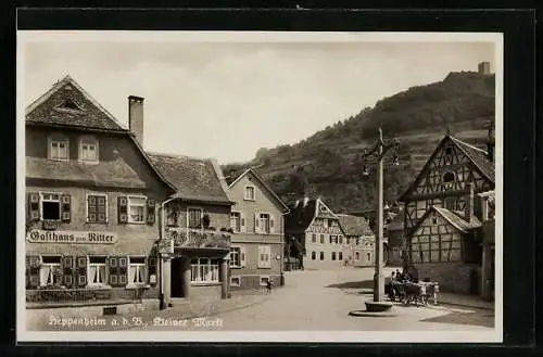 AK Heppenheim a. d. B., Kleiner Markt mit Gasthaus zum Ritter