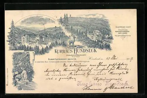 Lithographie Bühl /Baden, Kurhaus Hundseck