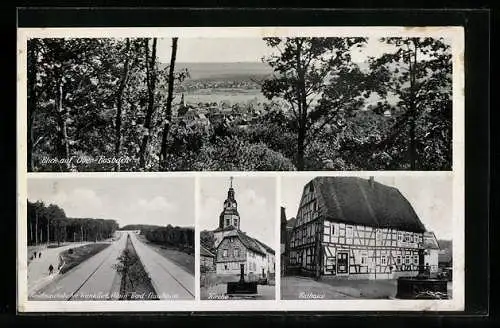 AK Ober-Rosbach a. Taunus, Reichsautobahn, Kirche, Rathaus