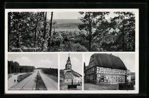 AK Ober-Rosbach a. Taunus, Reichsautobahn, Kirche, Rathaus