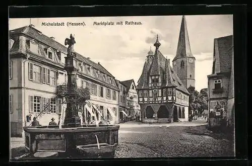 AK Michelstadt /Hessen, Marktplatz mit Rathaus