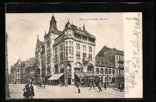 AK Karlsruhe, Karl- und Kaiser-Brunnen