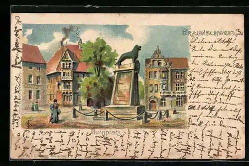 Lithographie Braunschweig, Burgplatz