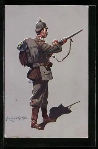 Künstler-AK Lüschwitz-Koreffski: Infanterist des 4. Garde-Reg. zu Fuss Berlin in Felduniform