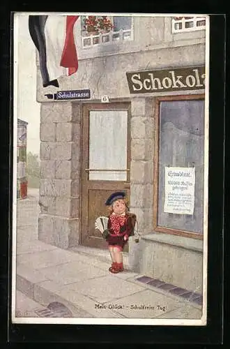 Künstler-AK H.S.B.: Mein Glück-Schulfreier Tag