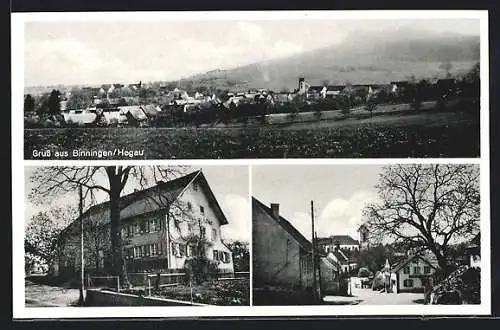 AK Binningen /Hegau, Gasthaus zum Adler, Strassenpartie mit Kirche, Teilansicht