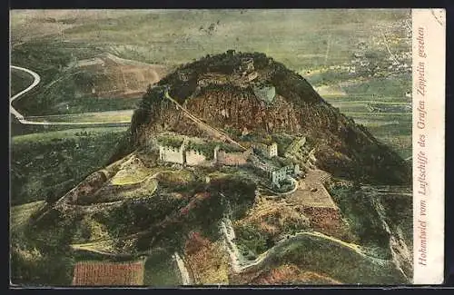 AK Hohentwiel, Totalansicht vom Luftschiffe des Grafen Zeppelin gesehen
