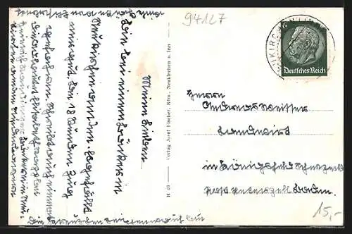 AK Neukirchen / Inn, Denkmal, Ortspanorama mit Kirche