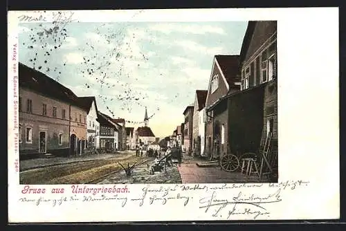 AK Untergriesbach, Strassenpartie mit Geschäften