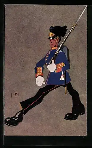AK Soldat in Uniform mit Bajonett