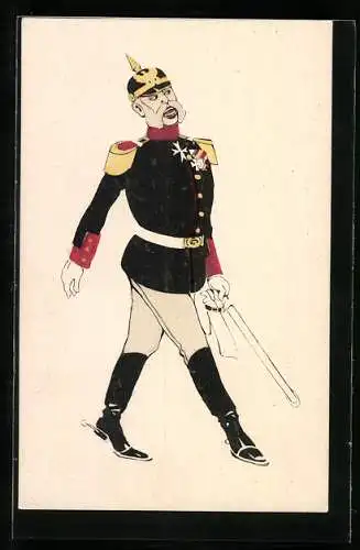 AK Soldat in Uniform mit Pickelhaube