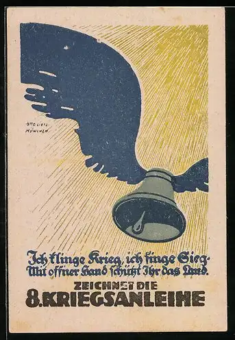 AK Glocke mit Flügeln, Zeichnet die 8. Kriegsanleihe