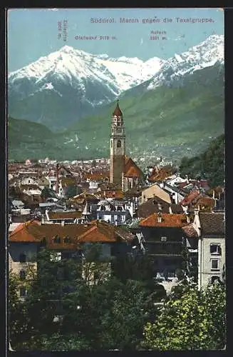 AK Meran /Südtirol, Teilansicht gegen die Texelgruppe, Roteck, Gfallwand und Zielspitze