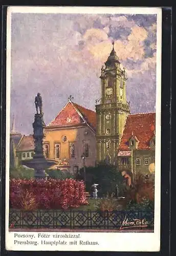 Künstler-AK Pozsony, Föter varoshazzal
