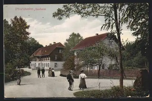 AK Pforzheim, Strassenpartie mit Restaurant Seehaus