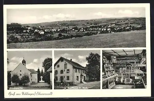 AK Uehlingen /Schwarzwald, Kaufhaus O. Beck, Inneres Laden, Kirchpartie