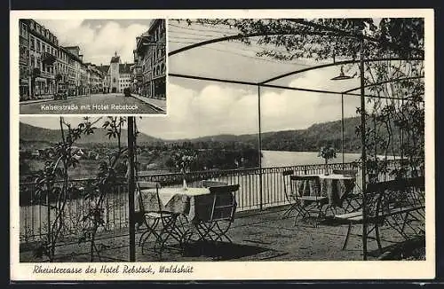 AK Waldshut, Kaiserstrasse mit Hotel Rebstock, Rheinterrasse