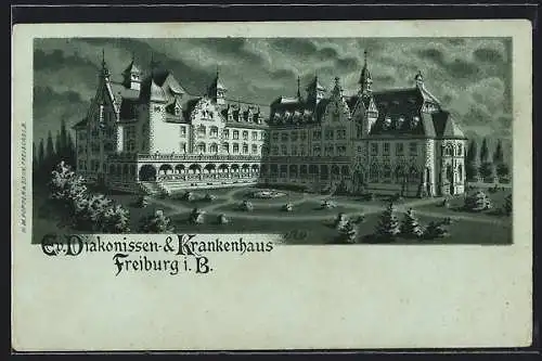 Lithographie Freiburg i. B., Ev. Diakonissen- & Krankenhaus