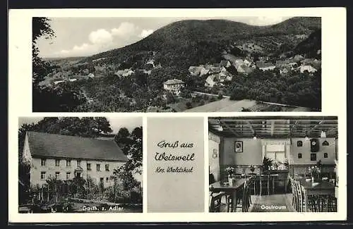 AK Weisweil /Krs. Waldshut, Gasthaus zum Adler, Inneres Gastraum, Panorama