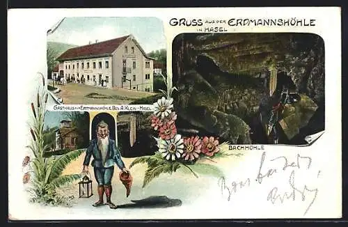 AK Hasel, Gasthaus zur Erdmannshöhle, Zwerg