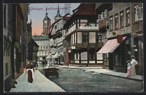 AK Göttingen, Barfüsserstrasse mit Weinhandlung