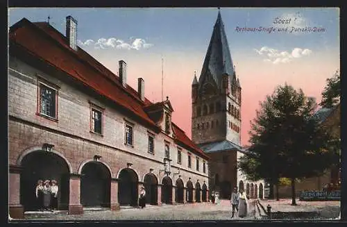 AK Soest, Rathaus-Strasse und Patrokli-Dom