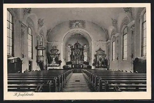 AK Herten /Baden, St. Josefskirche, Innenansicht