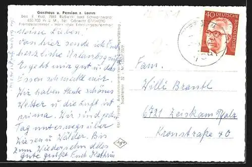 AK Rüsswihl /Schwarzwald, Gasthaus u. Pension z. Lamm