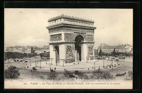 AK Paris, L`Arc de Triomphe, Triumphbogen, La Place de l`Etoile