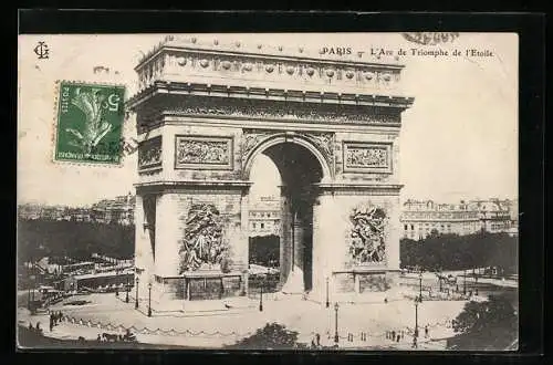 AK Paris, L`Arc de Triomphe, Triumphbogen
